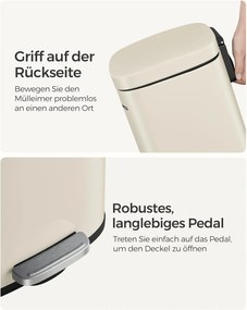 Konyhai szemetes, 30 literes, pedálos, fedeles, homokbézs