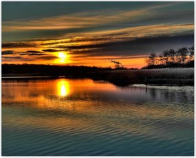 Poszterek 50x40 Nyugat a nyugodt víz felett