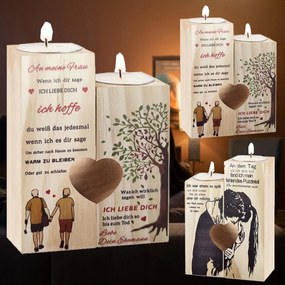 Fa gyertyatartó gyertyákkal pároknak német 4,5 x 4,5 x 10 cm