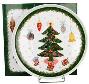 Karácsonyi fenyőfás porcelán tányér 25 cm dobozban Around Christmas Tree