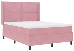 Box Spring Ágy Matraccal &amp; LED rózsaszín 140x190 cm Bársony