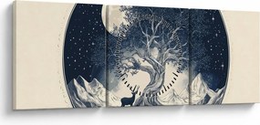 Kép – Mágikus fa szarvassal I. (órával) (90x30 cm)