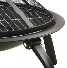 2 az 1-ben acél tűztál és grillező piszkavassal 56 x 56 x 49 cm