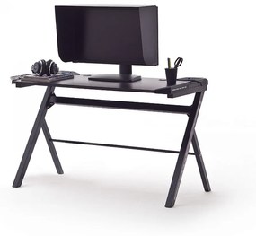 mcRACING Basic 3 gamer íróasztal fekete karbon optika borítással és beépített LED világítással