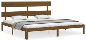 mézbarna tömör fa ágykeret fejtámlával 200 x 200 cm