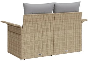 2-személyes Kert kanapé tárolóval és párnákkal Bézs Poli Rattan