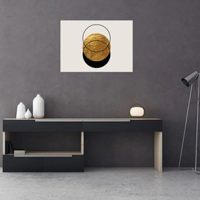 Üveg kép - Absztrakció arany és fehér N⁰2 (70x50 cm)