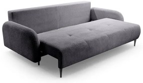 Ággyá nyitható, kárpitozott háromszemélyes CLOUDY kanapé, szürke