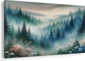 Kép - Erdős táj köddel (90x60 cm)