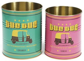Dekoratív ón tárolódoboz szett 2 db-os ø 11x13 cm Tuc-tuc – Rex London