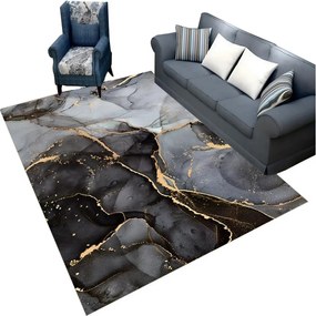 Szőnyeg 160x220CM 3D Nappali Járda Csúszásgátló Szürke Arany Modern