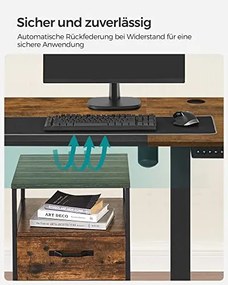 Elektromosan állítható íróasztal komplett, rusztikus barna 140x60x72-120cm