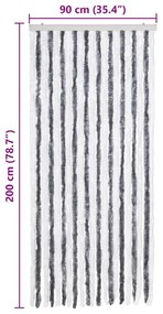szürke és fehér zsenília rovarfüggöny 90 x 200 cm
