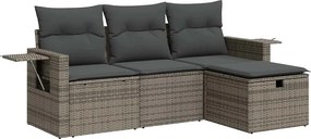 vidaXL 4 részes szürke polyrattan kerti ülőgarnitúra párnákkal