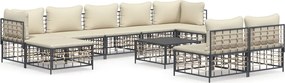 vidaXL 10 részes antracitszürke polyrattan kerti ülőgarnitúra párnával