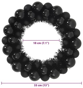Karácsonyi labda koszorúk 2 pcs Fekete 33 x 33 x 7 cm