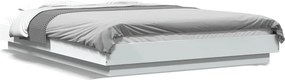 vidaXL fehér szerelt fa ágykeret LED-világítással 120 x 200 cm