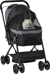 PawHut Kutya Buggys Kiskutyák és Macskák Számára Oxford Fekete 76,5 x 52 x 95 cm | Aosom