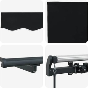 Behúzható napellenző Fekete 400 × 300 cm Poliészter és acél