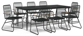 vidaXL 9 részes fekete PVC rattan kerti étkezőgarnitúra