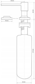 Mosogató minőség Quatro, mosogatószer adagoló mosogatóhoz 400ml, acél, SKQ-DOK-IX