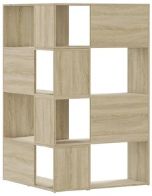 4 szintes sonoma tölgy szerelt fa sarok könyvespolc 85x85x140cm