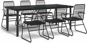 vidaXL 7 részes fekete PVC rattan kerti étkezőgarnitúra