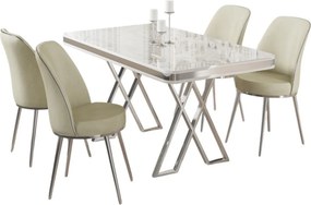 Vals étkezőgarnitúra, fehér-króm, 130 cm – TR240CHR2340