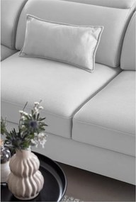 Fehér bársony kinyitható-tárolóhelyes sarokkanapé (jobb oldali-L alakú) Noble – ELTAP