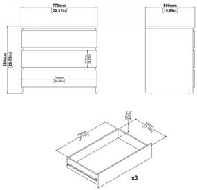 Simplicity komód 77 x 50 x 68 cm, fehér fényes
