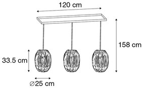 Bambusz lógólámpa fehér ovális 3-lámpás - Canna Capsule
