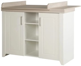 Fehér alacsony gyerek komód pelenkázó feltéttel szilfa dekorral 120x98 cm Felicia – Roba