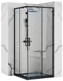 Rea - PUNTO BLACK MAT zuhanykabin 90 x 90 cm, átlátszó üveg / fekete profil, REA-K4801