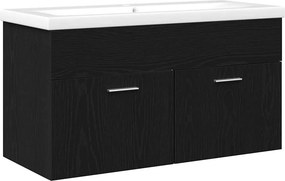 vidaXL Fürdőszoba Székény Fekete tölgy 90 x 38,5 x 46 cm Faanyag