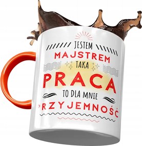 Narancssárga bögre barkácsolóknak Én vagyok a barkácsoló, fényképes nyomattal