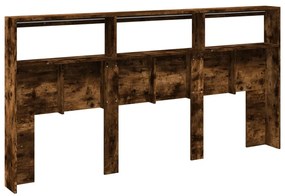 füstös tölgy színű áthidalószekrény LED-ekkel 200 x 17 x 102 cm