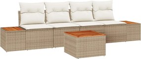 vidaXL Kerti Kanapé Szett párnával tárolóval 5 pcs Bézs Poli rattan