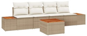 vidaXL Kerti Kanapé Szett párnával tárolóval 5 pcs Bézs Poli rattan