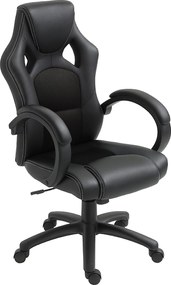 HOMCOM Irodai Szék Tanulmányi Szék Állítható Magassággal és Magas Háttal Kárpitozva 71x61x108-118 cm Fekete | Aosom