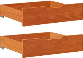 vidaXL 2 db viaszbarna tömör fenyőfa ágy alatti fiók 65 x 55 x 17 cm