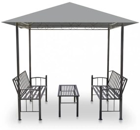 antracitszürke kerti pavilon asztallal és padokkal 2,5x1,5x2,4m