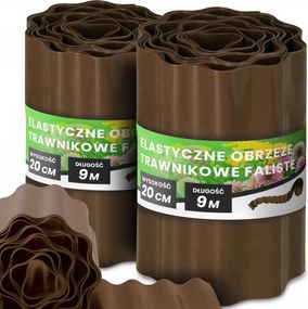 Gyepszegély 20 cm 18 m Kerti Hullámos Paliszád Border Barna Us-t