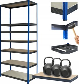 Tárolószekrény fém állvány Helios 270x120x30cm 7Px350kg Tömör Kék