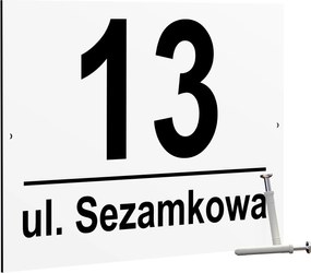 Házszám Otthon Címtábla Házszámmal Fehér 32x21 2 tipli