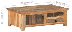 tömör újrahasznosított fa dohányzóasztal 90 x 50 x 31 cm