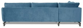 Magic kék bársony sarokkkanapé, bal oldali - Scandic