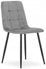 Világosszürke bársony szék KARA fekete lábakkal