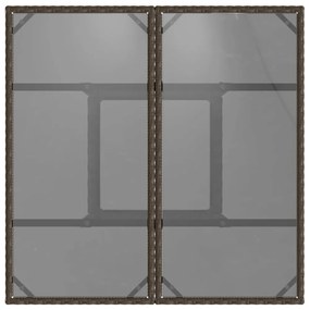 barna polyrattan üveglapos kerti asztal 80 x 80 x 75 cm