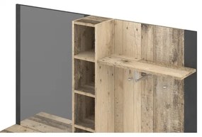 Előszobafal tükörrel KEVIN, barna/fekete