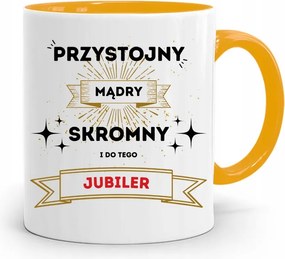 Ékszerésznek Bögre Sárga Jóképű Okos Szerény fényképes nyomtatással